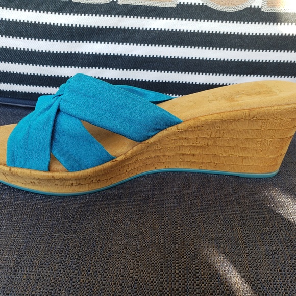 ITALIAN SHOEMAKERS PANACHE CORK SANDAL WEDGE 9&1/2 - Picture 7 of 8
